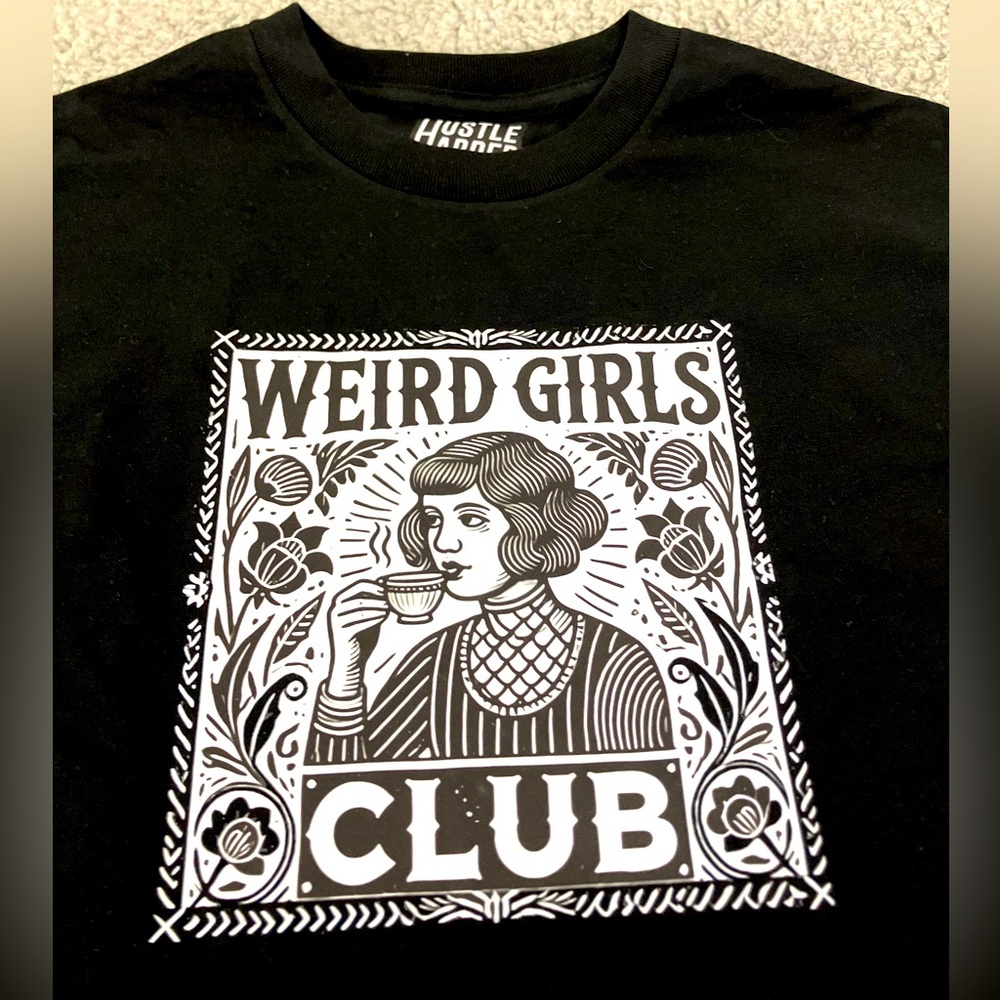 Weird Girls Club Tea Drinking Fancy Women’s Black Tee